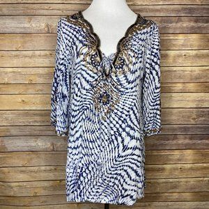 Soft Surroundings South Beach Tunic Blue Beading